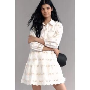 nwt ANTHROPOLOGIE MAEVE sz L The Bettina in Bumble Bee Eyelet Embroidered